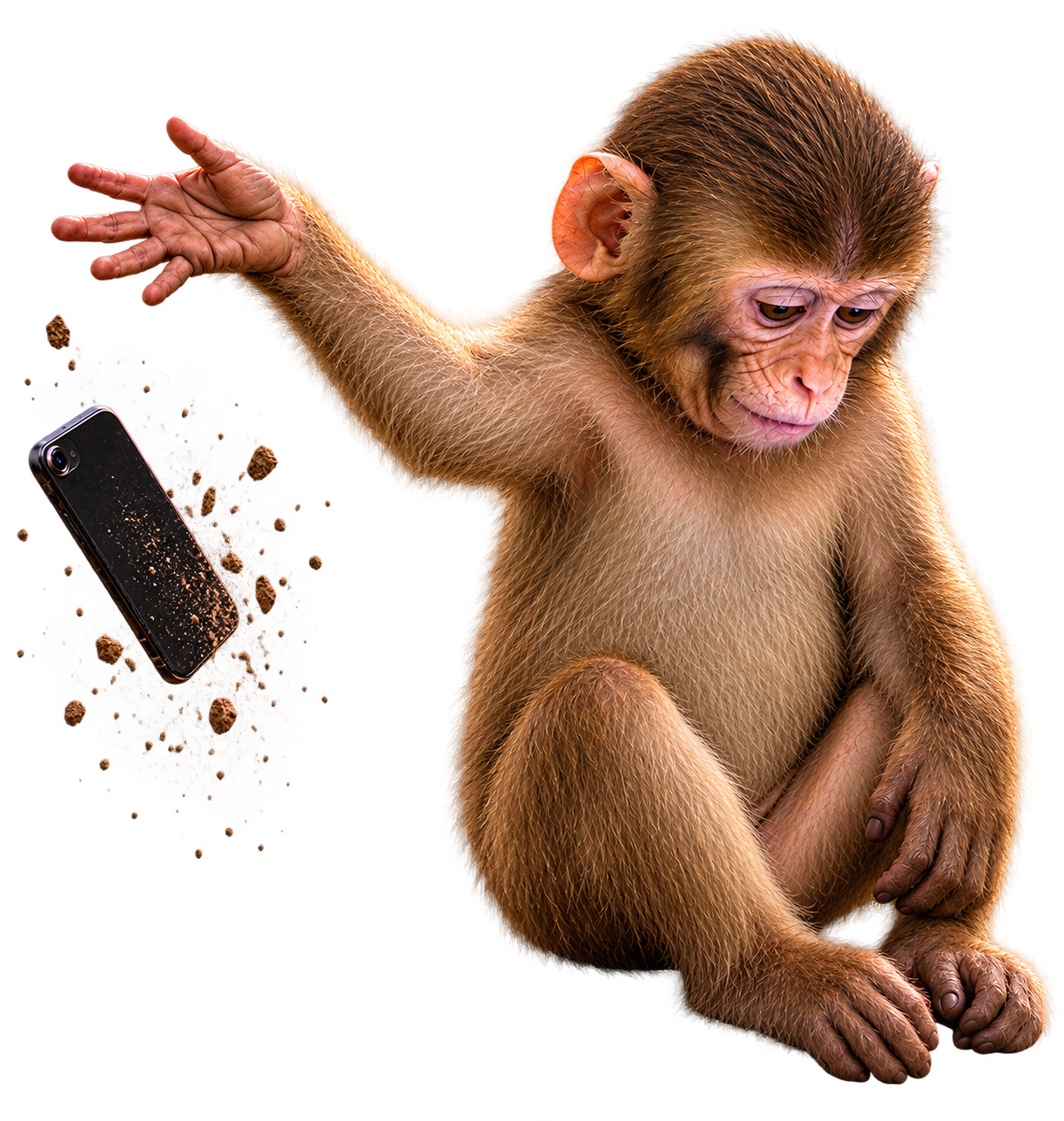 foneless ape throwing a phone away